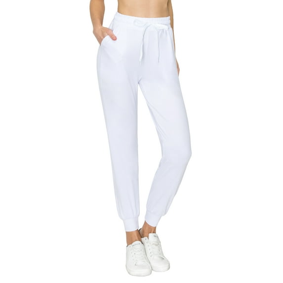 ALWAYS Women's Jogger Pants Premium Soft Sweatpants with Pockets White US M (Tag L/XL)