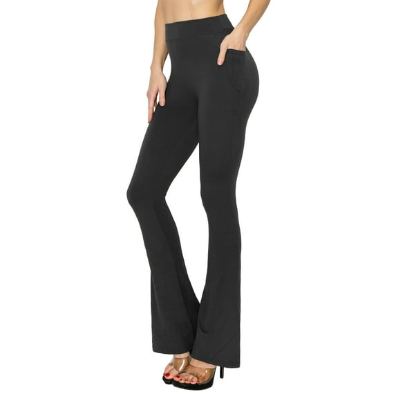 ALWAYS Women's Leg Flare Bell Bottom Soft Stretchy Pants BLACK S