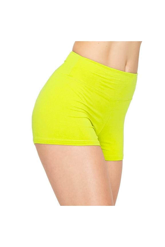 Women's Premium Super Soft Spandex Shorts Neon Lime XL
