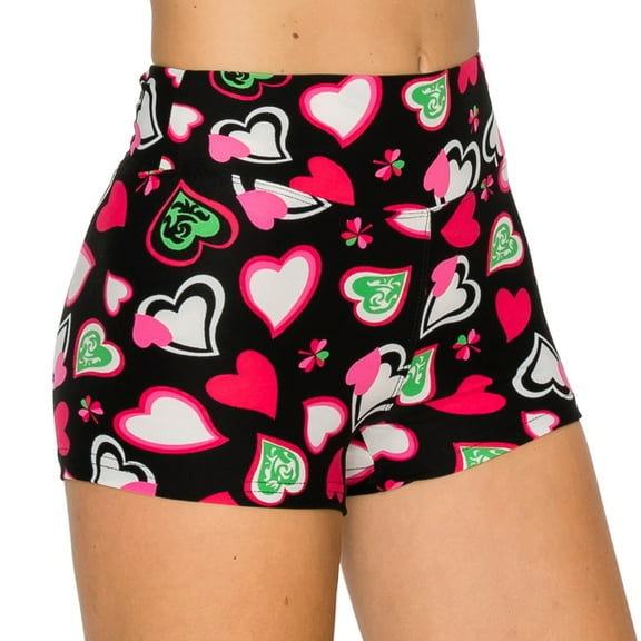 ALWAYS Women's Premium Super Soft Spandex Shorts Valentine Heart 1746 S