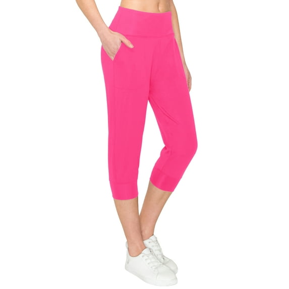 ALWAYS Women's Slimfit Super Soft Highwaisted Capri Joggers with Pockets - Neonpink XX-large