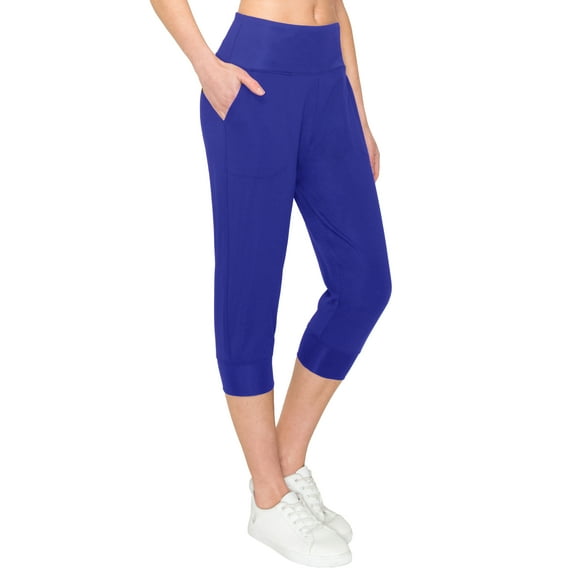 ALWAYS Women's Slimfit Super Soft Highwaisted Capri Joggers with Pockets - Royal Blue Small