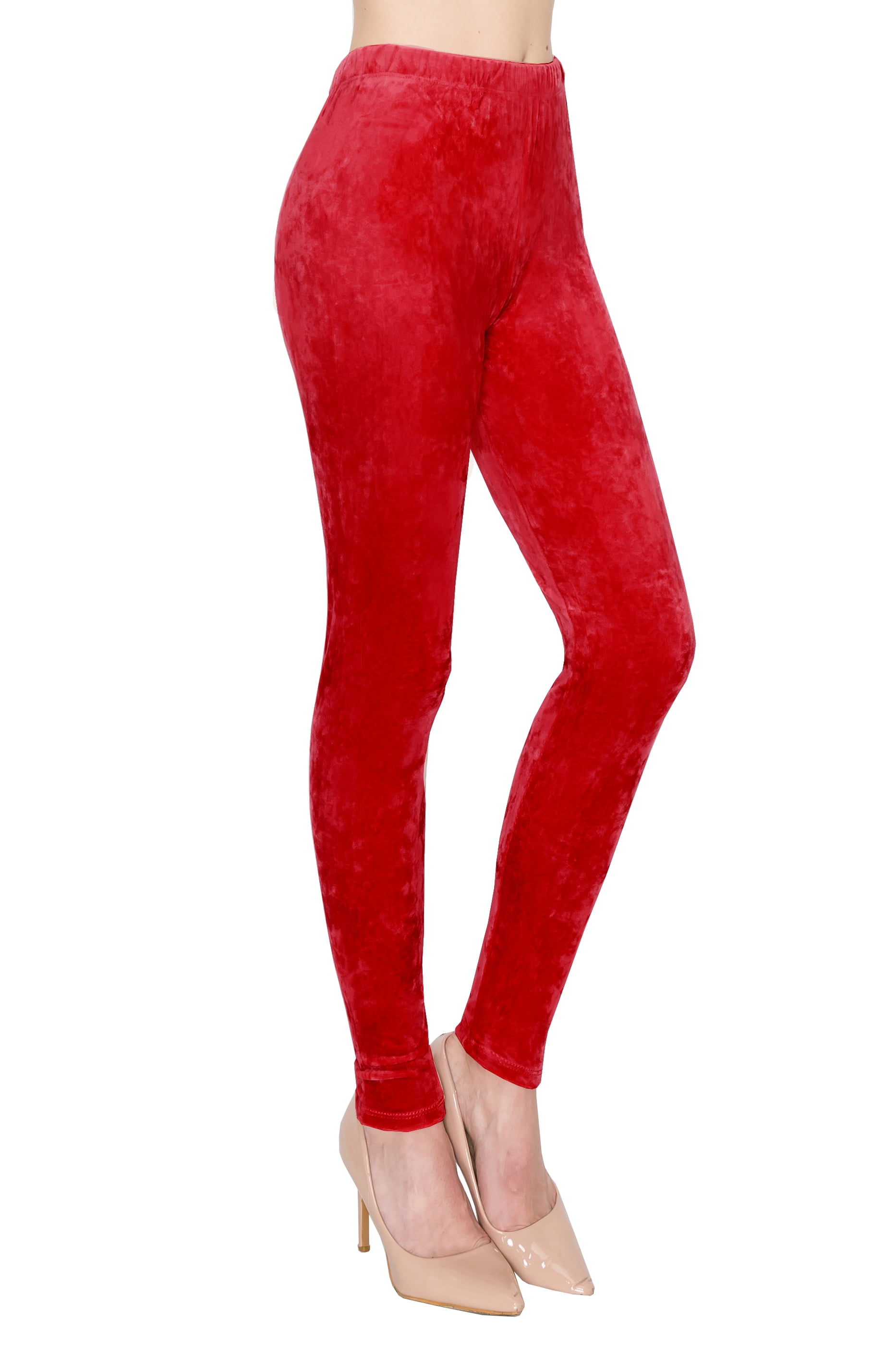 ALWAYS Women's Stretch Velvet Lined Warm Leggings Red Plus Size
