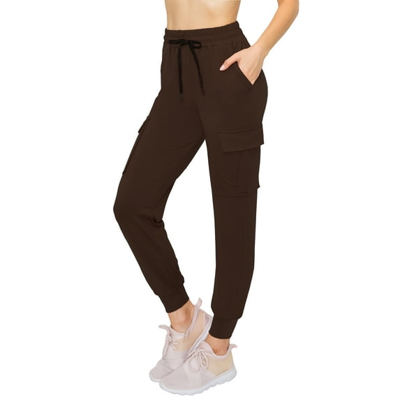 ALWAYS Women's Super Soft Casual Cargo Jogger Pants Brown L