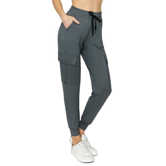 ALWAYS Women's Super Soft Casual Cargo Jogger Pants Charcoal 2 L