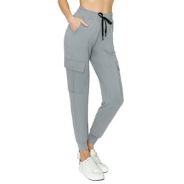 Womens Casual Pants Elastic Waist Solid Sweatpants Grey S