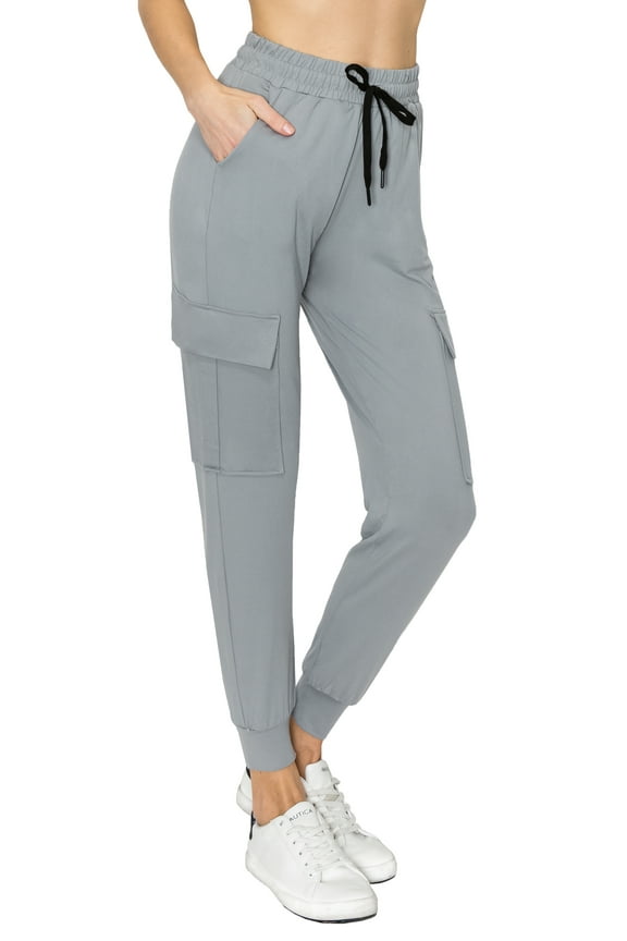 Women's Super Soft Casual Cargo Jogger Pants Grey XL