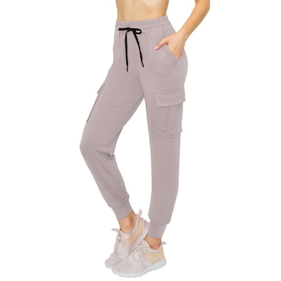 ALWAYS Women's Super Soft Casual Cargo Jogger Pants Lilac Grey L