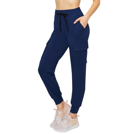 ALWAYS Women's Super Soft Casual Cargo Jogger Pants Navy L