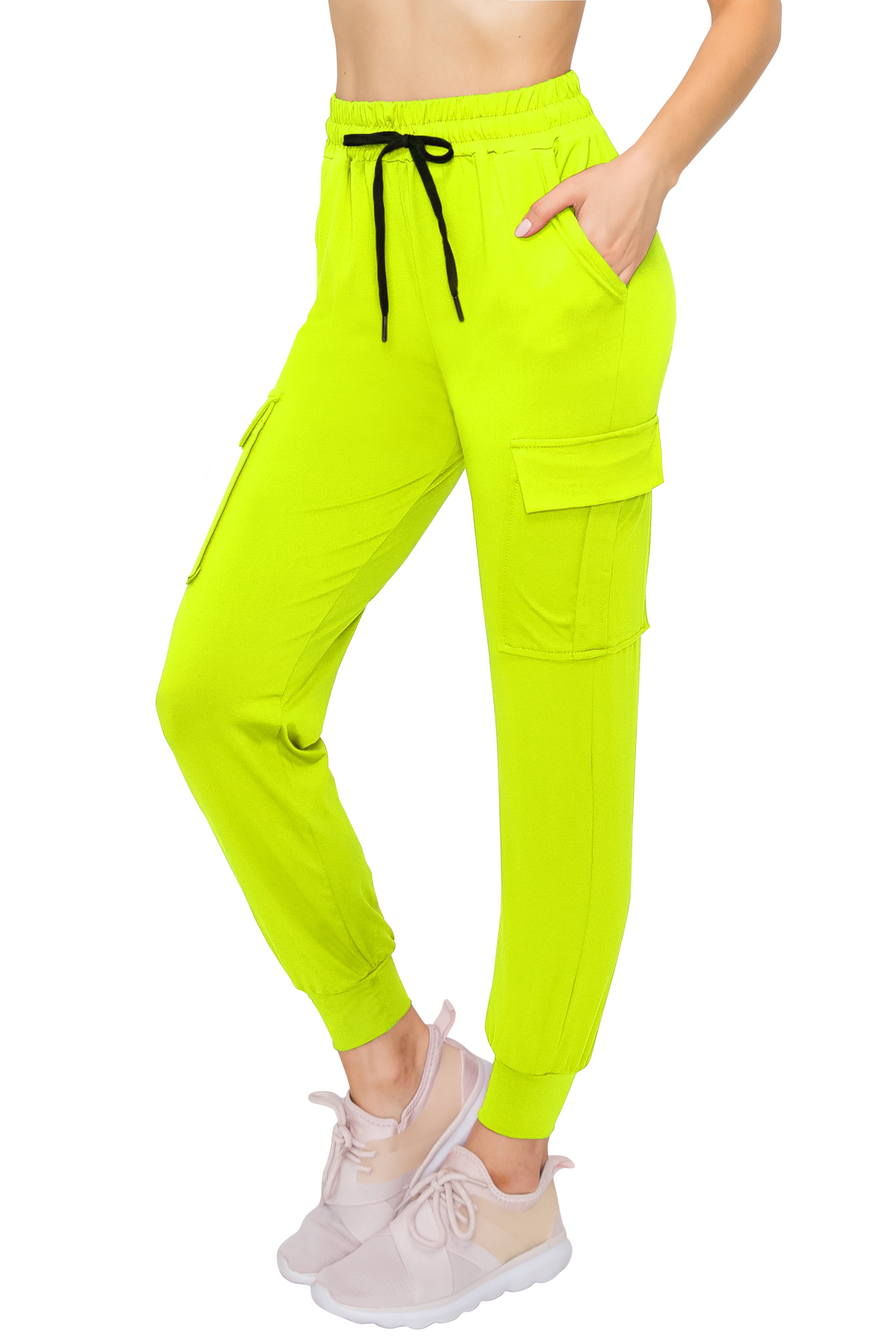 Neon Lime Flap Pocket Side Drawstring Waist Cargo Pants | SHEIN USA