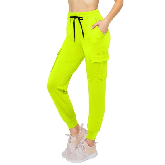 ALWAYS Women's Super Soft Casual Cargo Jogger Pants Neon Lime M