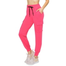ALWAYS Women's Super Soft Casual Cargo Jogger Pants Neon Pink XL
