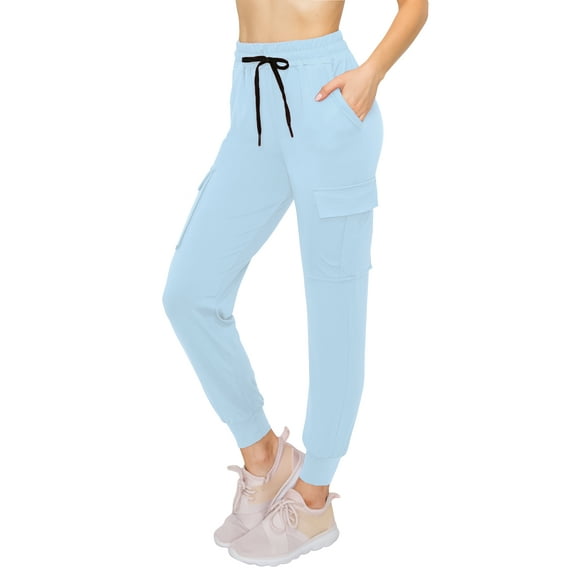 ALWAYS Women's Super Soft Casual Cargo Jogger Pants Sky Blue L