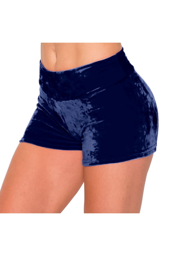 Women's Velvet Pajama Shorts - Premium Soft Fluffy Plush Lounge PJ Short Pants Navy 2XL