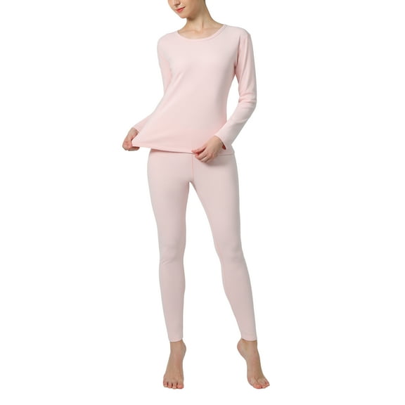 ALWAYS Womens Thermal Long John Set Soft Fleeced Base Layer Top and Bottom Inner Wear
