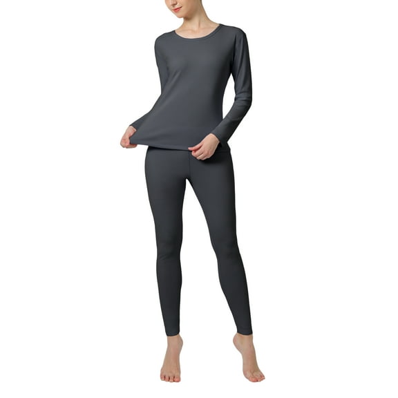 ALWAYS Womens Thermal Long John Set Soft Fleeced Base Layer Top and Bottom Inner Wear