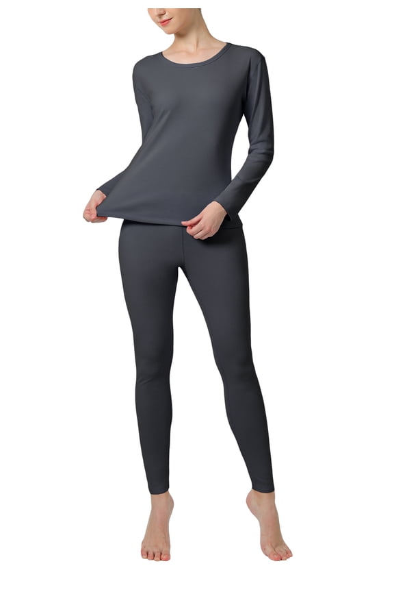 Womens Thermal Long John Set Soft Fleeced Base Layer Top and Bottom Inner Wear