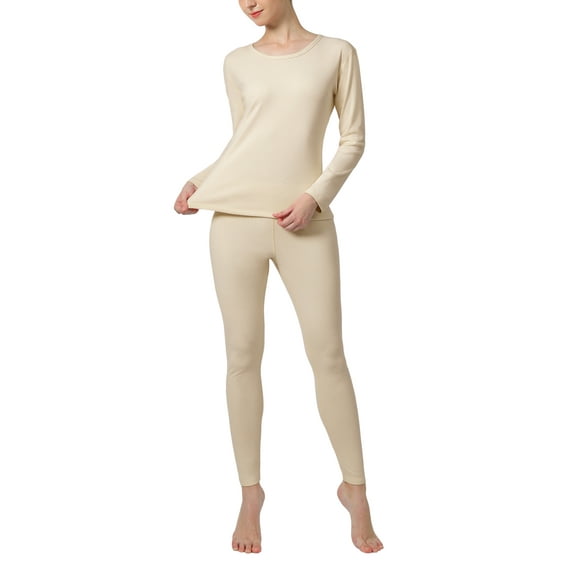 ALWAYS Womens Thermal Long John Set Soft Fleeced Base Layer Top and Bottom Inner Wear