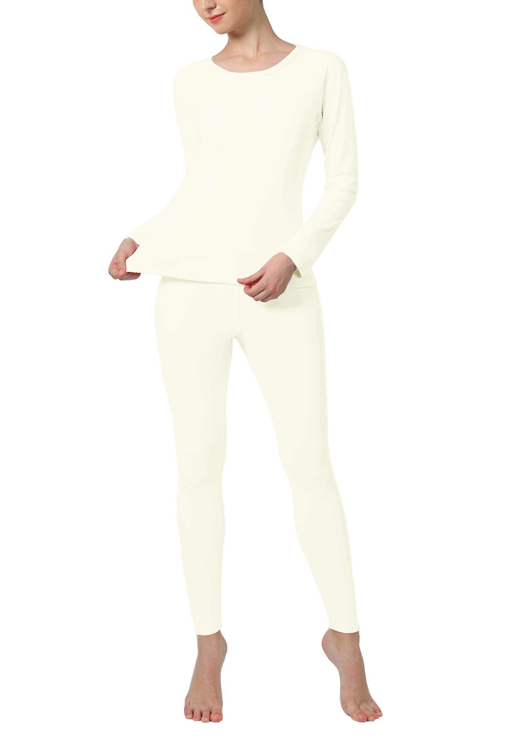 ALWAYS Womens Thermal Long John Set Soft Fleeced Base Layer Top and ...