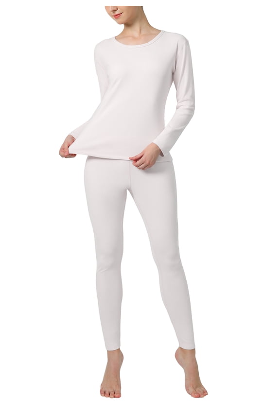 Womens Thermal Long John Set Soft Fleeced Base Layer Top and Bottom Inner Wear