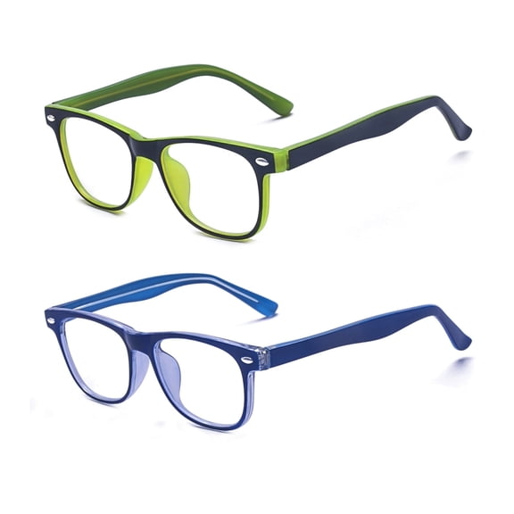ALWAYSUV 2 Pack Blue Light Glasses For Kids Computer Gaming Blocking Glasses Anti-Radiation UV 400 Protection Eyewear 3-12 Age Set2