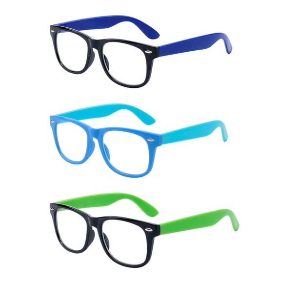 ALWAYSUV 3 Pack Children Kids Teens Blue Light Computer Glasses Transparent Lens Glasses 3-10 Ages Set3
