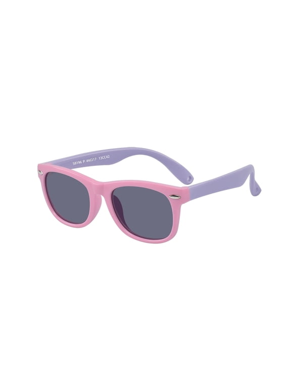 Baby Infant Flexible Rubber Sunglasses UV Protection and Polarized Lenses for Baby Age 0-2 Years Pink Purple