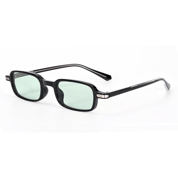 ALWAYSUV Retro Rectangle Sunglasses for Women Men Trendy Vintage Small 90s Fashion Square TR Frame UV Protection Sunglasses (Black Frame/Green Lens)