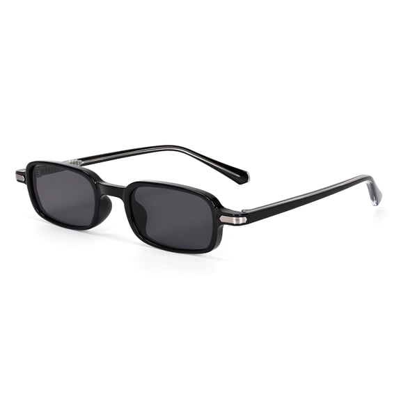 ALWAYSUV Retro Rectangle Sunglasses for Women Men Trendy Vintage Small 90s Fashion Square TR Frame UV Protection Sunglasses (Black Frame/Grey Lens)