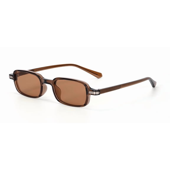 ALWAYSUV Retro Rectangle Sunglasses for Women Men Trendy Vintage Small 90s Fashion Square TR Frame UV Protection Sunglasses (Brown Frame/Brown Lens)