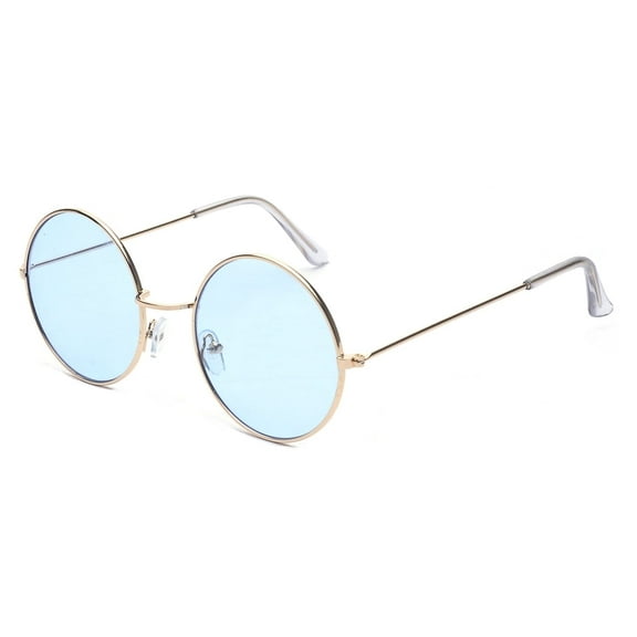 ALWAYSUV Round Small Flat Sunglasses Circle Vintage Glasses Blue