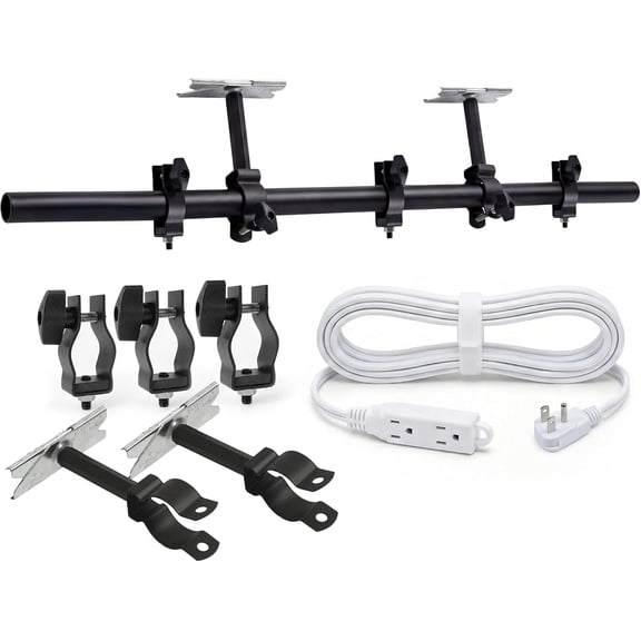 ALZO Suspended Drop Ceiling Mount Light Bar  6 Ft Aluminum DJ & Stage Light Mounting Bar for T-Bar Grid Ceilings  40 lb Capacity, 3 Adjustable Mounting Clips, 15 ft 3-Outlet Power Cord  White