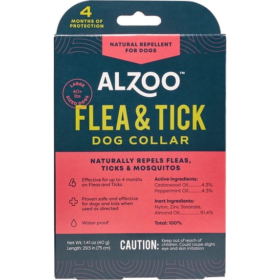 ALZOO Flea & Tick Dog Collar with Plant-Based Diffusing Active Ingredients