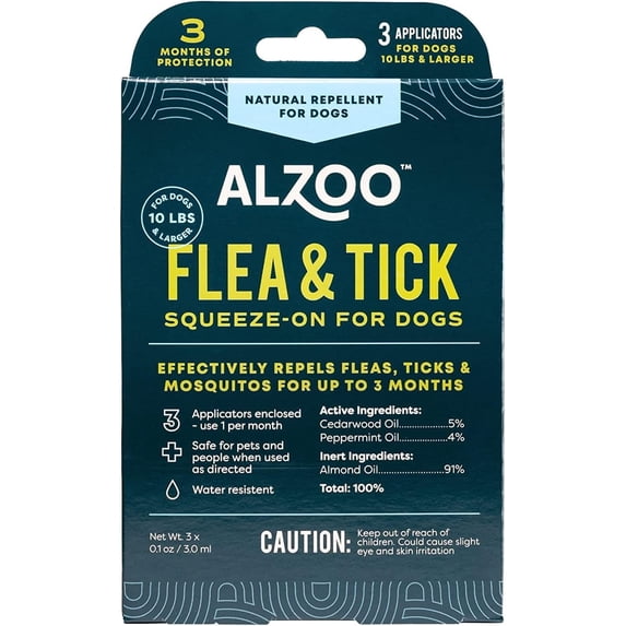 ALZOO Flea & Tick Repellent Squeeze-On for Dogs - Pack of 3