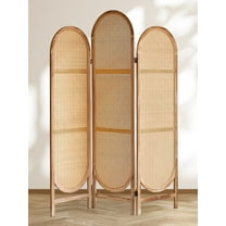 Aletheiawu 3 Panel Rattan Room Divider, Folding Privacy Screens, No Installation, Light Brown