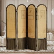 Aletheiawu 4 Panel Rattan Room Divider, Folding Privacy Screen, No Installation Require, Dark Brown