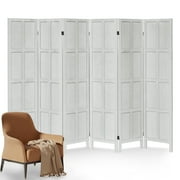Aletheiawu 6 Panel Room Divider Wall and Folding Privacy Screens, No Installation Required, White
