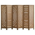 thumbnail image 1 of Aletheiawu 6 Panel Wood Carved Room Dividers and Folding Privace Screens, No Installation, Brown, 1 of 9