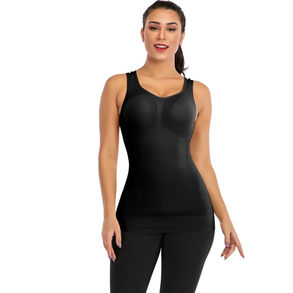 ALigoa Women's Seamless Compression Vest Body Shaper Tank Top Slim Corset Shapewear with Removable Pad