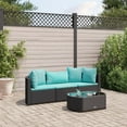 ALmi 4 Piece Patio Sofa Set with Cushions Black Poly Rattan