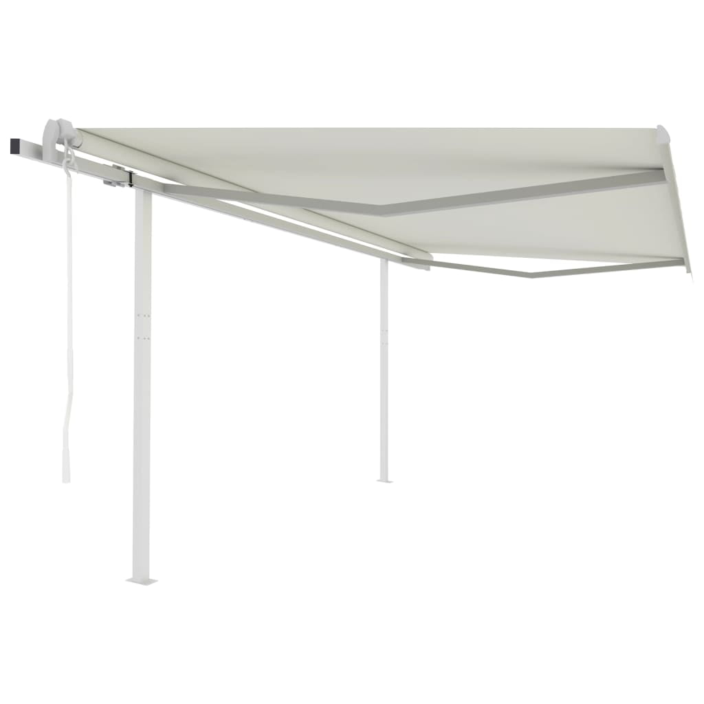 Cream Automatic Retractable Awning with Posts 13.1'x9.8'