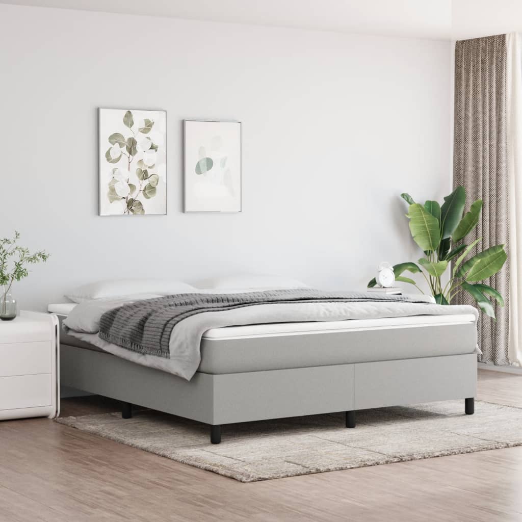 ALmi Box Spring Bed with Mattress Light Gray 76"x79.9" King Fabric