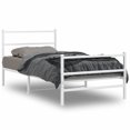 ALmi Metal Bed Frame without Mattress with Footboard White 39.4"x78.7