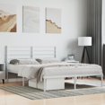ALmi Metal Bed Frame without Mattress with Headboard White 53.1"x74.8
