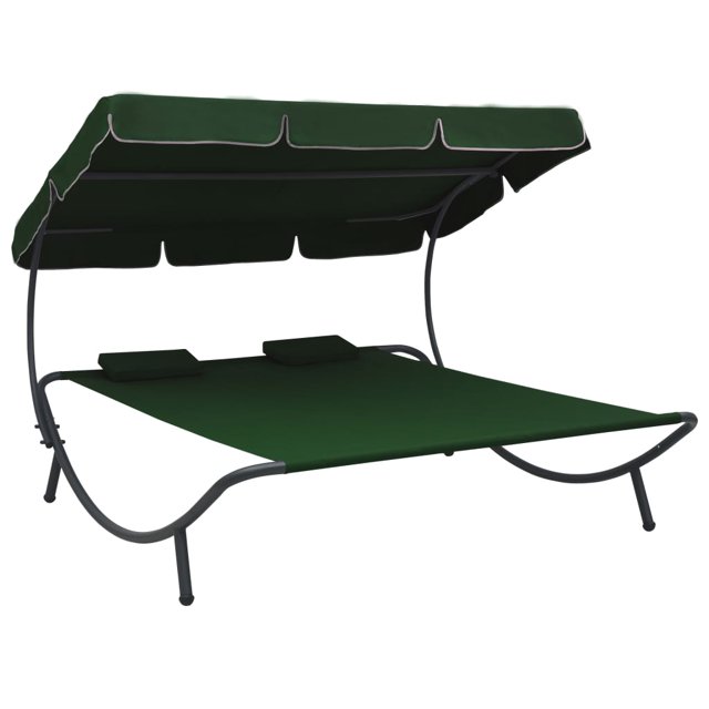 ALmi Patio Lounge Bed with Canopy and Pillows Green
