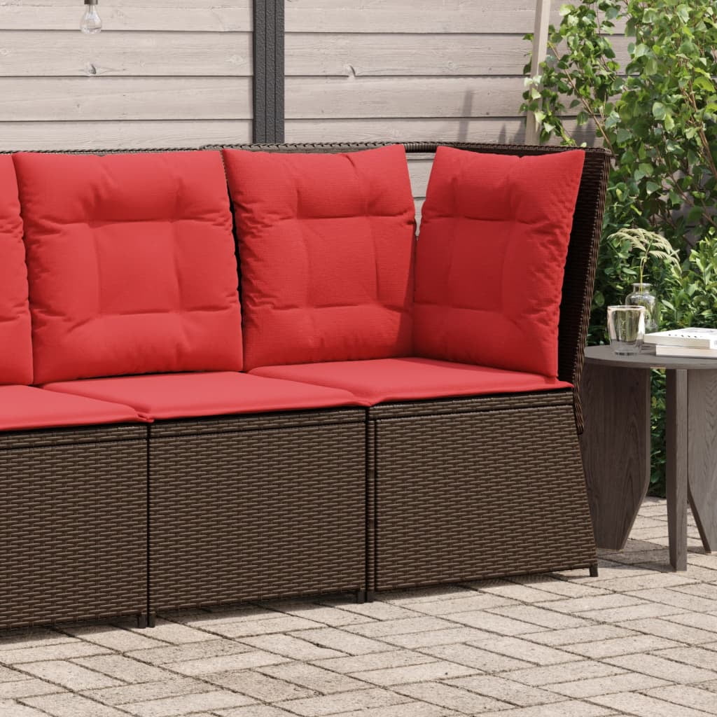 ALmi Patio Sofa Corner with Cushions Brown Poly Rattan