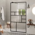 ALmi Walkin Shower Wall with Clear ESG Glass 35.4"x76.8" Black