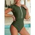 thumbnail image 1 of ALove One Piece Back Zipper Swimsuit Women's Short Sleeve Surfing Rushguard Sun Protection, 1 of 7