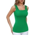 thumbnail image 1 of ALove Women Built-in Bra Square Collar Scalloped Halter Vest Sleeveless Ribbed Halter Camisole, 1 of 7
