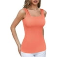 thumbnail image 1 of ALove Women Built-in Bra Square Collar Scalloped Halter Vest Sleeveless Ribbed Halter Camisole, 1 of 7